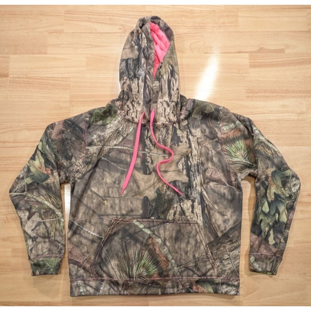 Mossy Oak Hoodie Womens Medium M Camo Pink Pullover Sweatshirt Break-Up Country